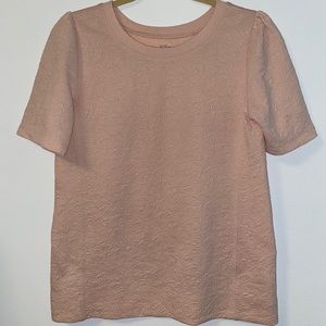 Textured Baby Pink LOFT Short-Sleeved Blouse